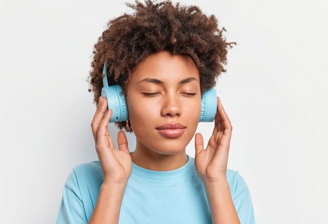 Person listening to calming music