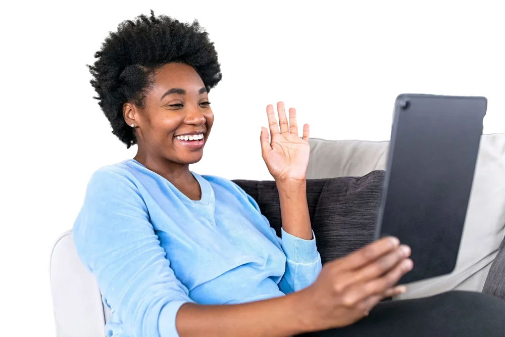 Woman in an online therapy session